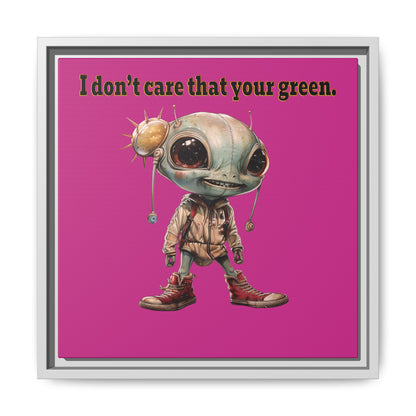 I don't care that your green - framed canvas art (pink)