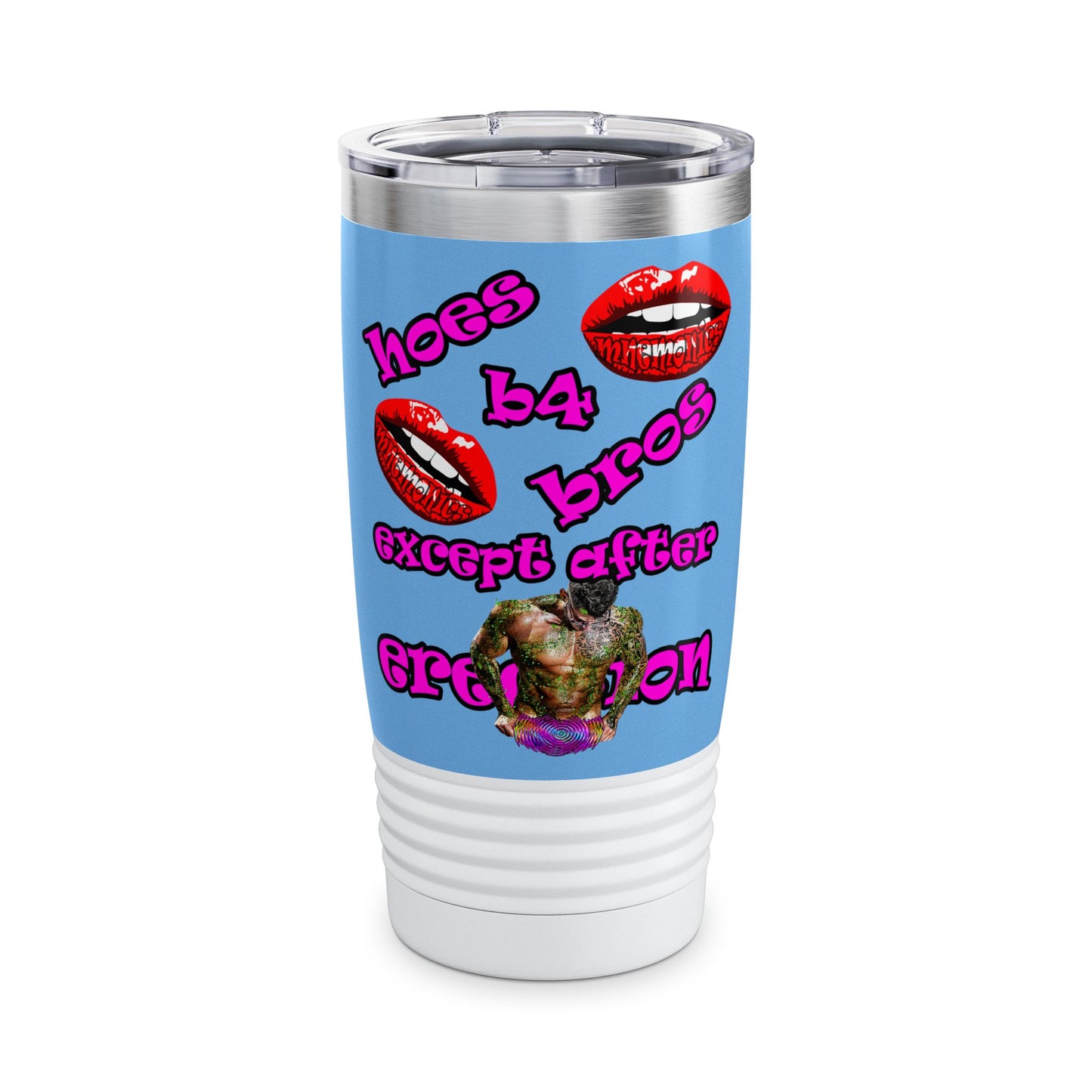 hoes b4 bros - Ringneck Tumbler, 20oz (light blue)