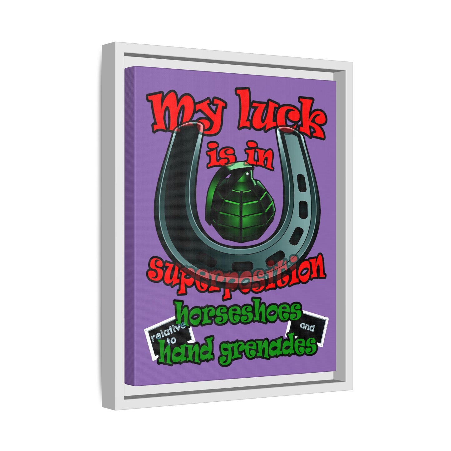 my luck - framed canvas art (light purple)
