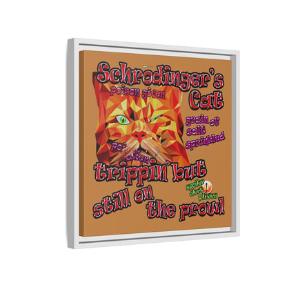 schrodinger's cat - framed canvas art (light brown)