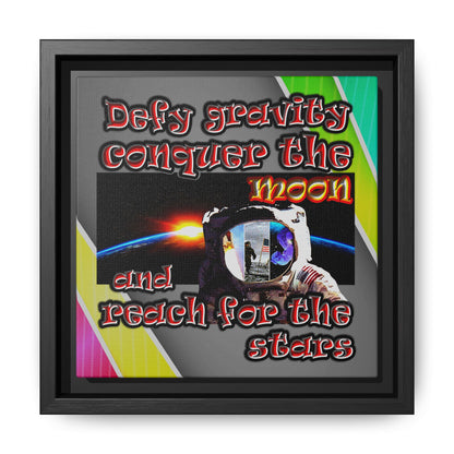 defy conquer reach - framed canvas art (rainbow split)
