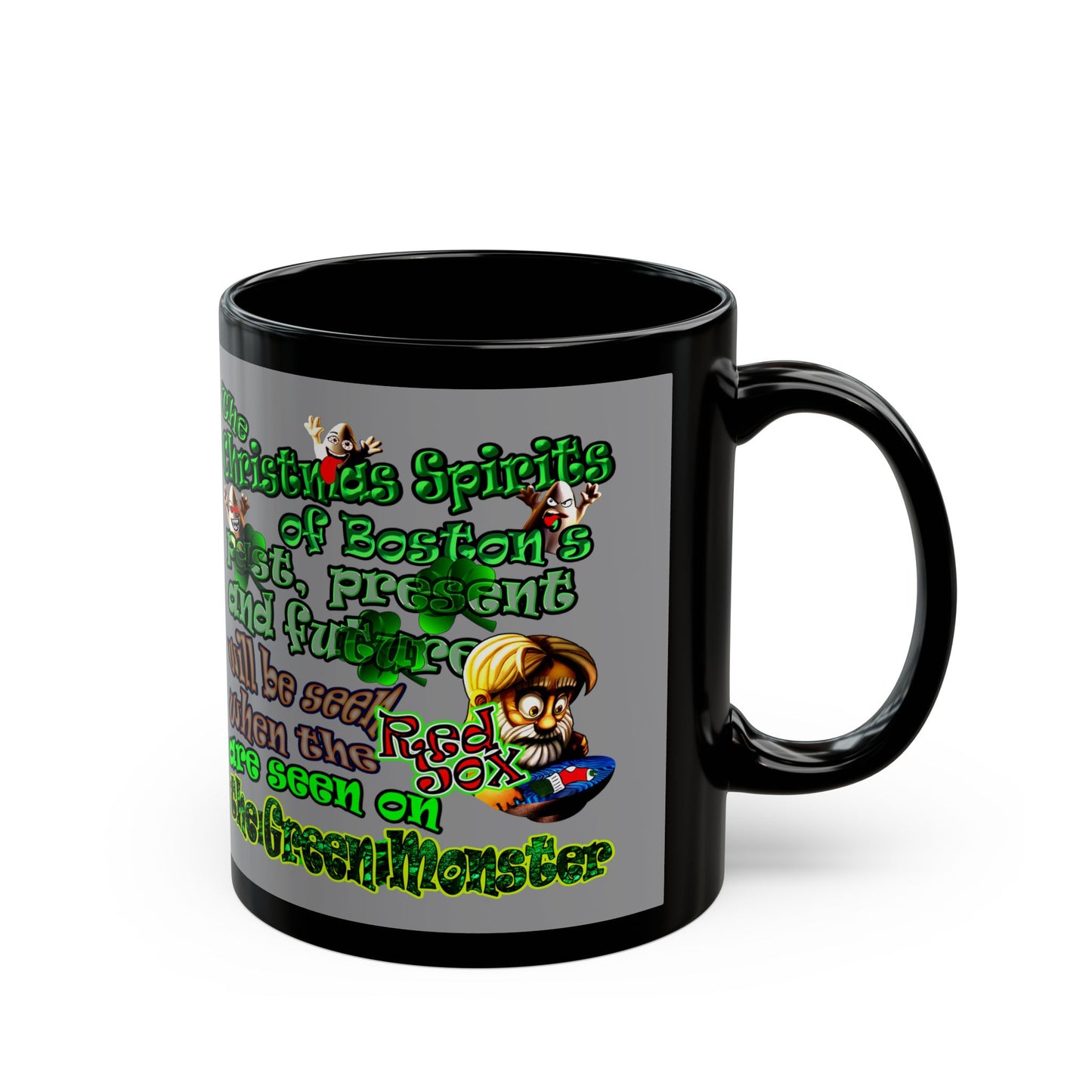 christmas spirits of boston - Black Mug (grey)