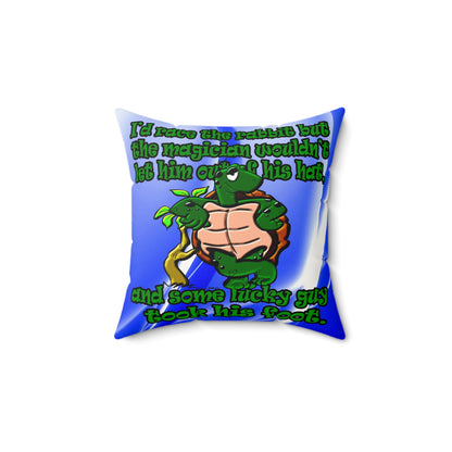 turtle race - Faux Suede Square Pillow - (blue-white wave)
