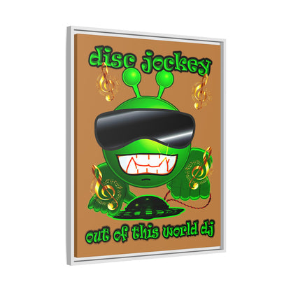 disc jockey - framed canvas art (light brown)