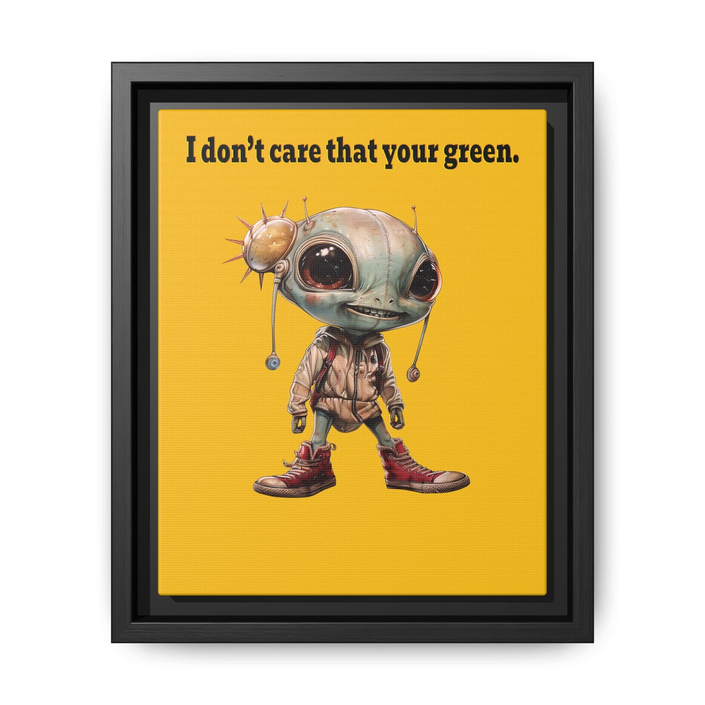 I don't care that your green - framed canvas art (yellow)
