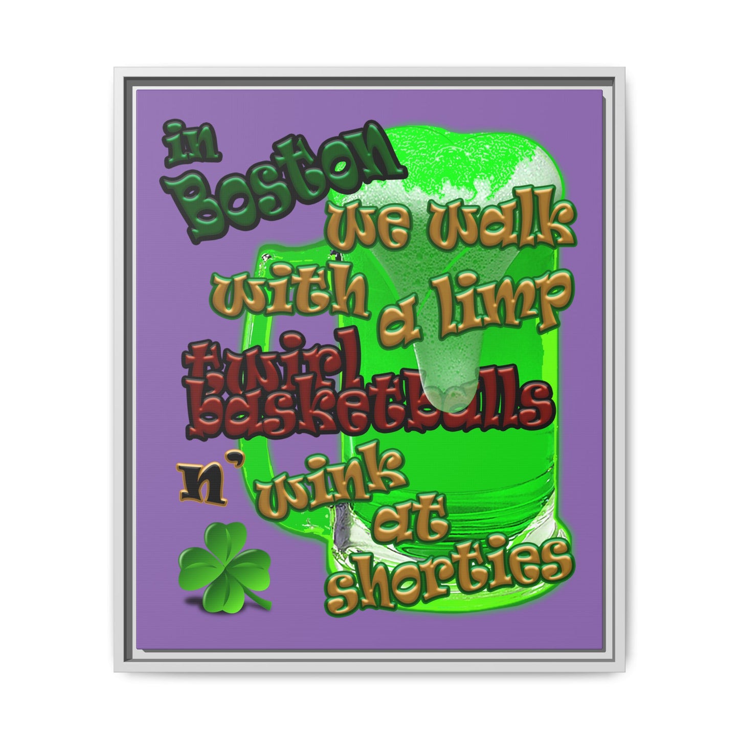 celtics logo - framed canvas art (light purple)
