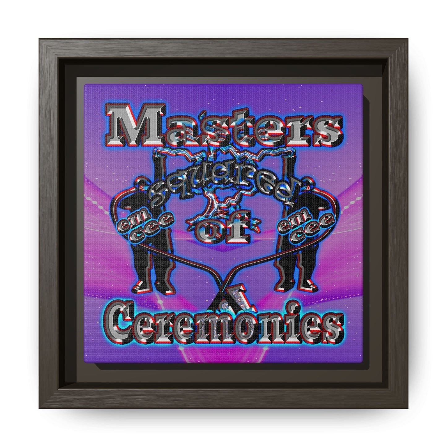 em cee squared - framed canvas art (purple-pink wave)