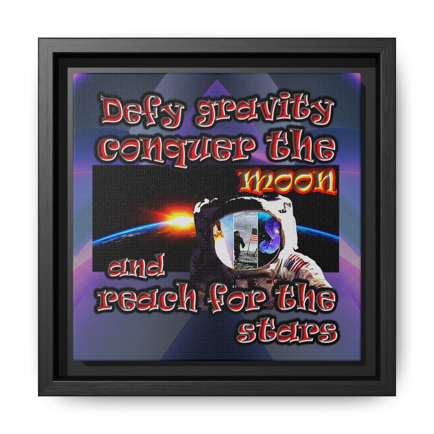 defy conquer reach - framed canvas art (grey-pink wave)