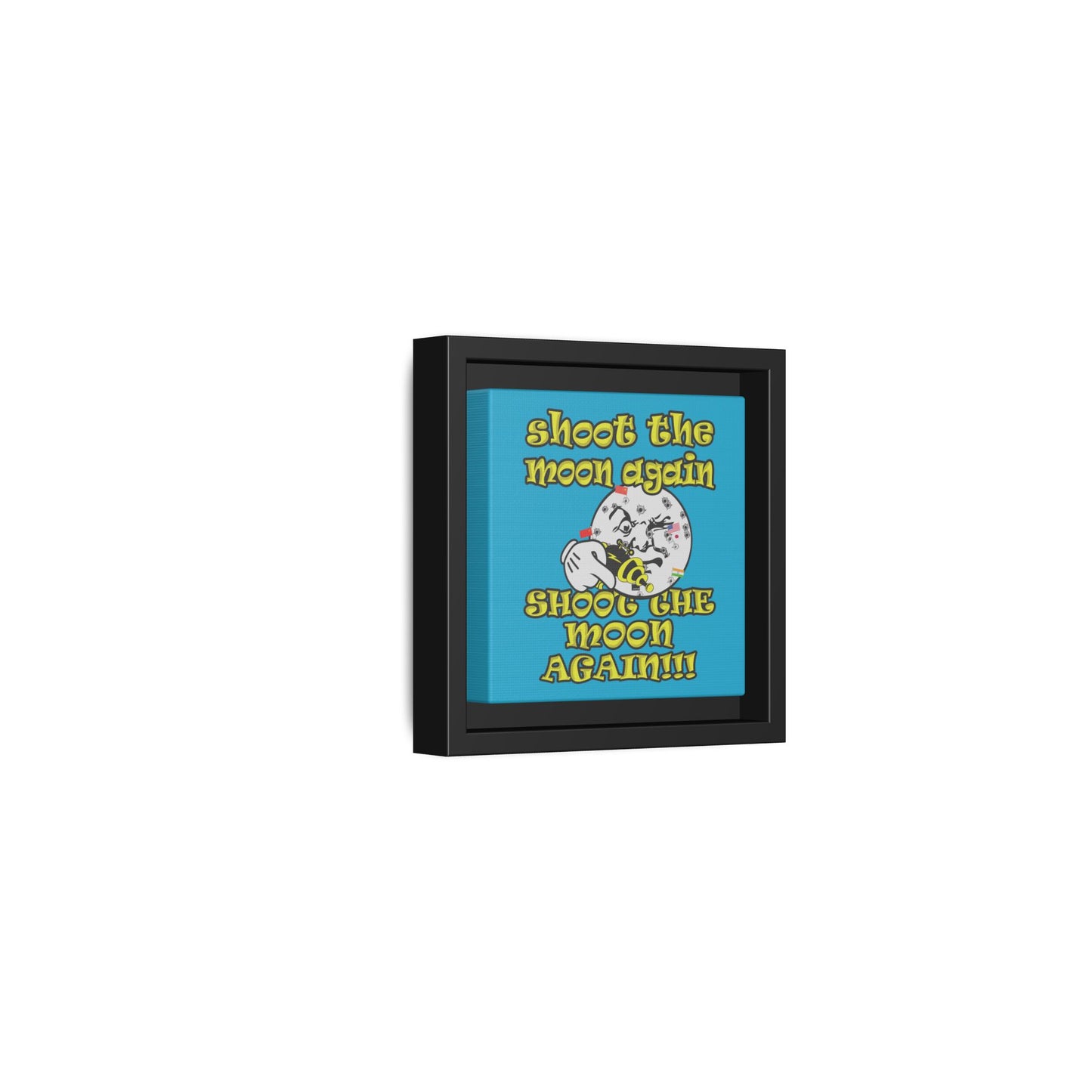 shoot the moon again - framed canvas art (turquoise)