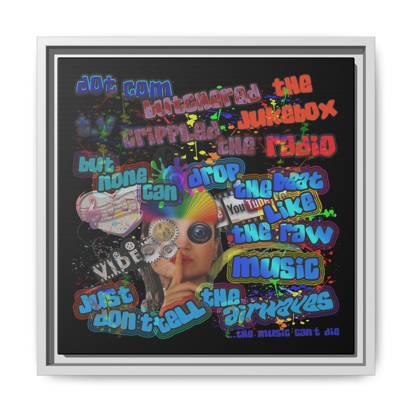 drop the beat - framed canvas art (black)