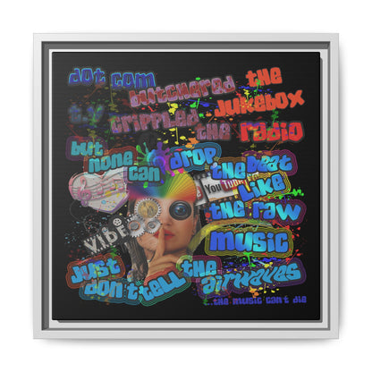 drop the beat - framed canvas art (black)