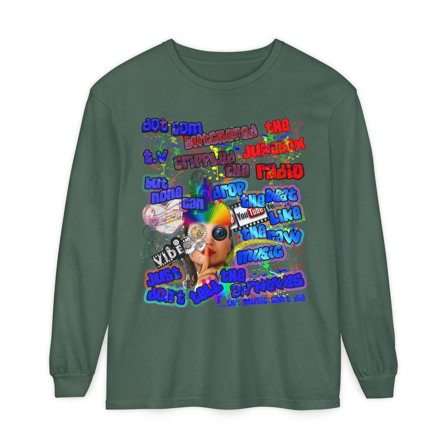 drop the beat - Unisex Garment-dyed Long Sleeve T-Shirt