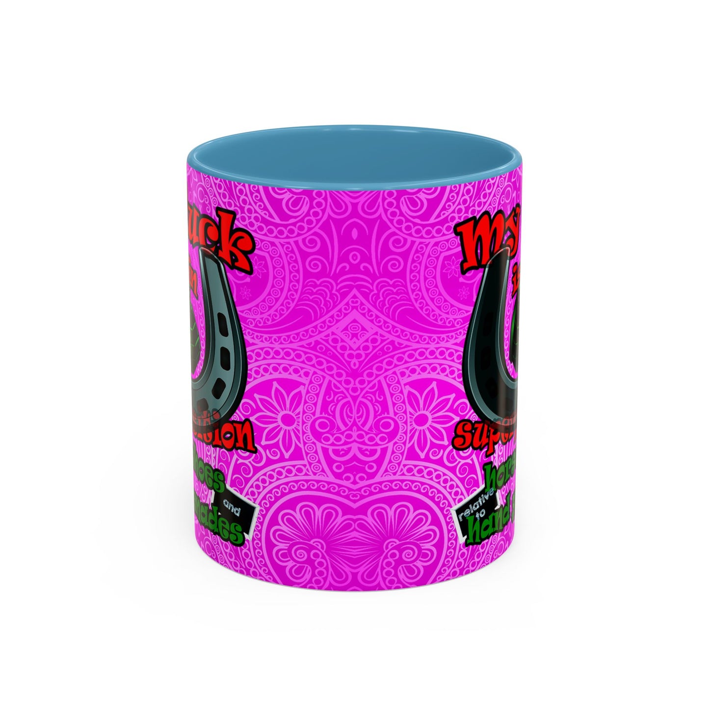 my luck - Accent Mug (pink swirl)