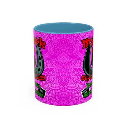 my luck - Accent Mug (pink swirl)