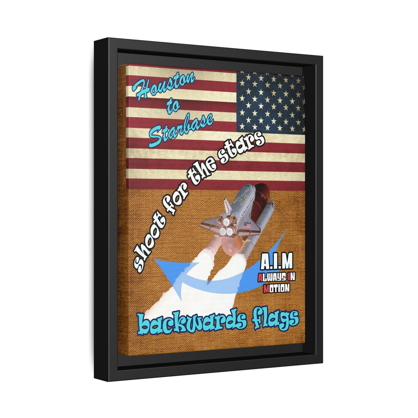 shoot for the stars - framed canvas art (brown papyrus)