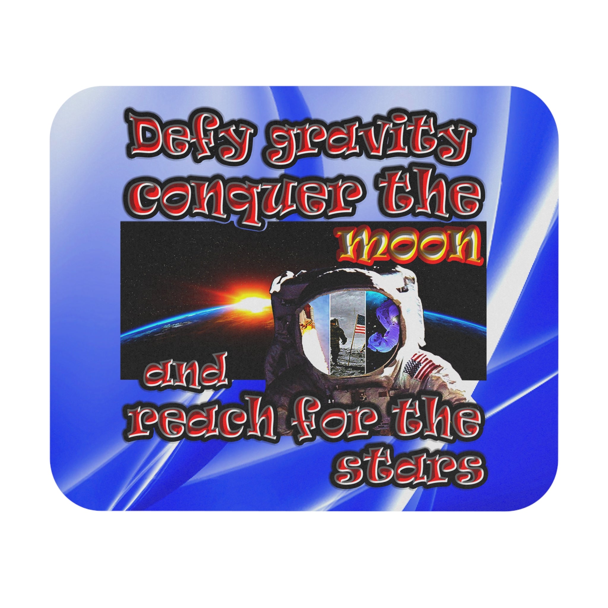 defy conquer reach - Mouse Pad (Rectangle) (blue-white wave)