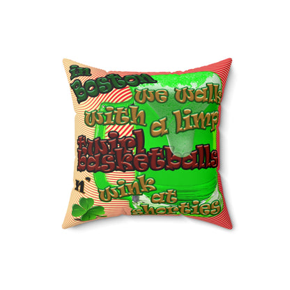 celtics logo - Faux Suede Square Pillow - (yellow-orange wave)