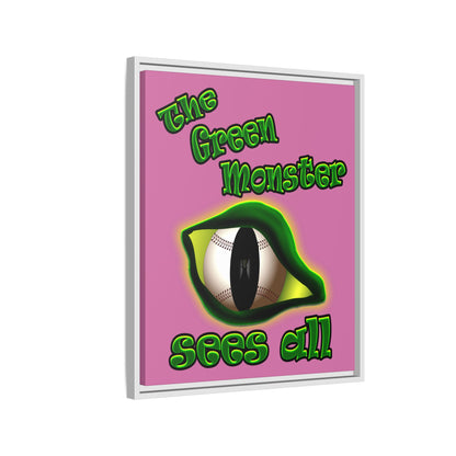 green monster - framed canvas art (light pink)