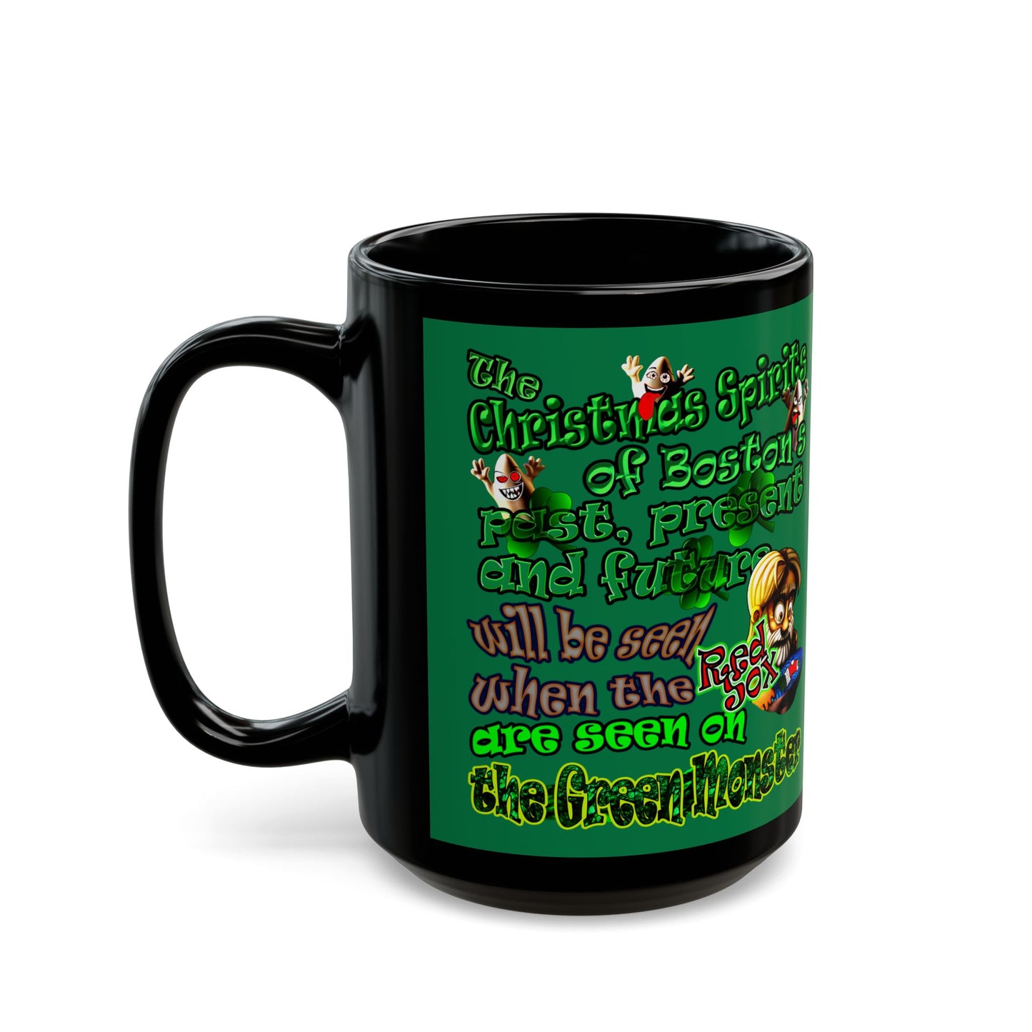 christmas spirits of boston - Black Mug (dark green)