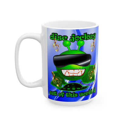 disc jockey - White Mug (blue-white wave)