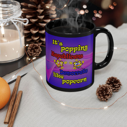 popping like popcorn - Black Mug (purple-pink wave)