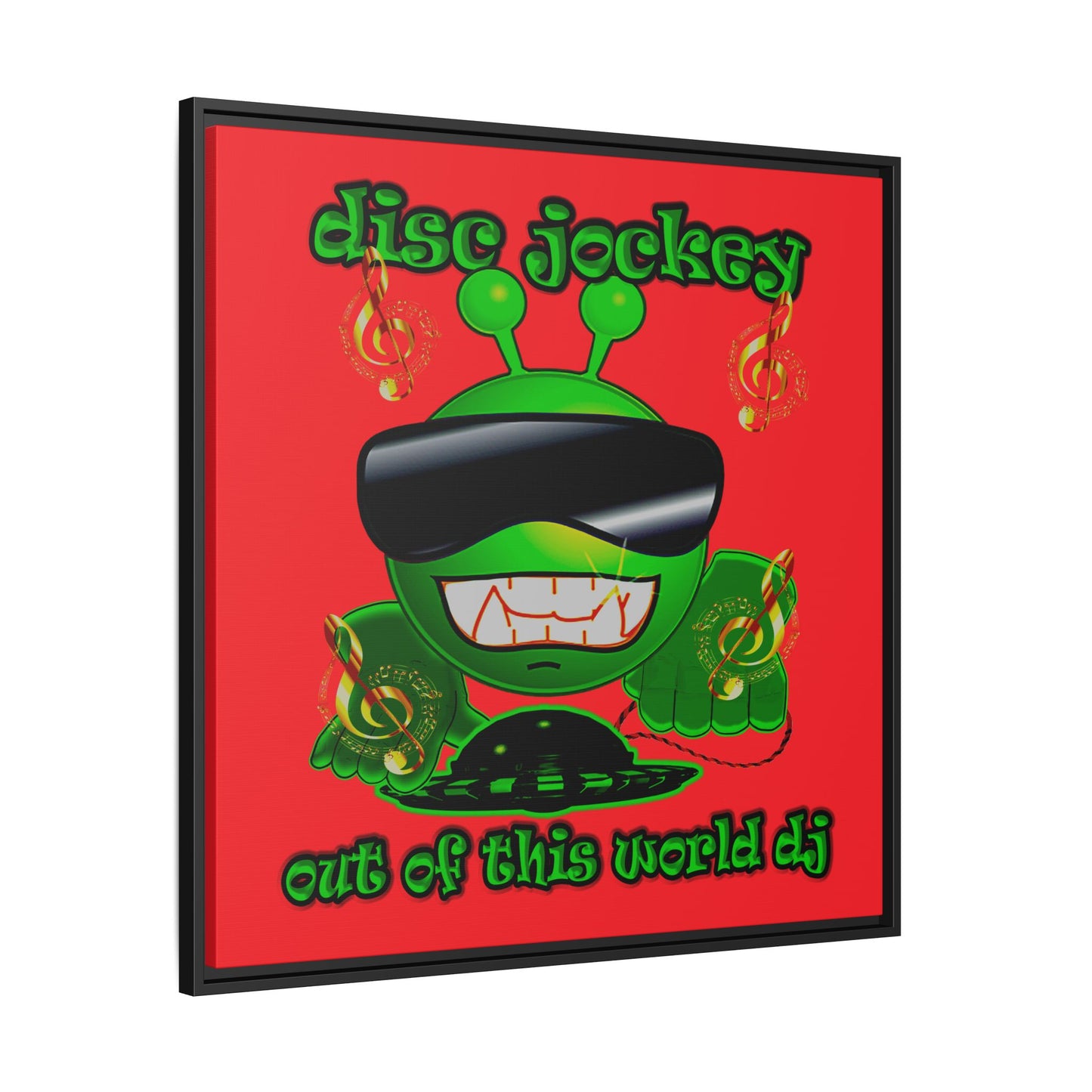 disc jockey - framed canvas art (red)