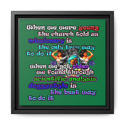 doggystyle - framed canvas art (dark green)