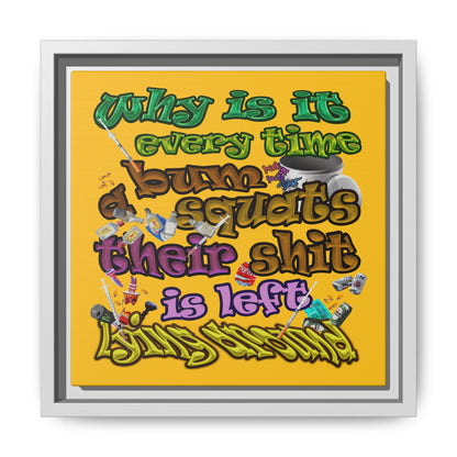 the bum's shit - framed canvas art (yellow)