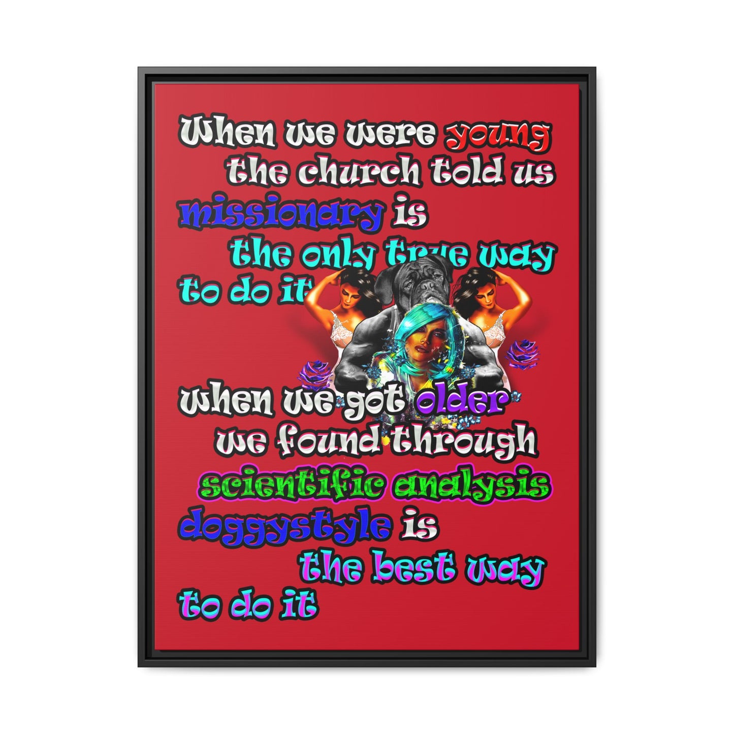 doggystyle - framed canvas art (dark red)