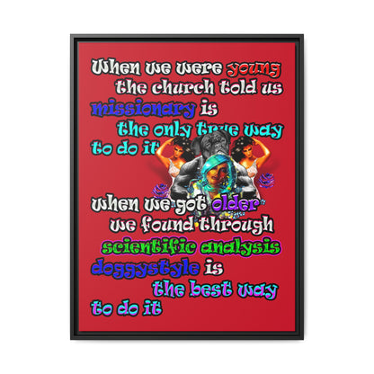 doggystyle - framed canvas art (dark red)