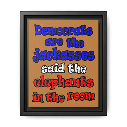 donkeys and elephants - framed canvas art (light brown)