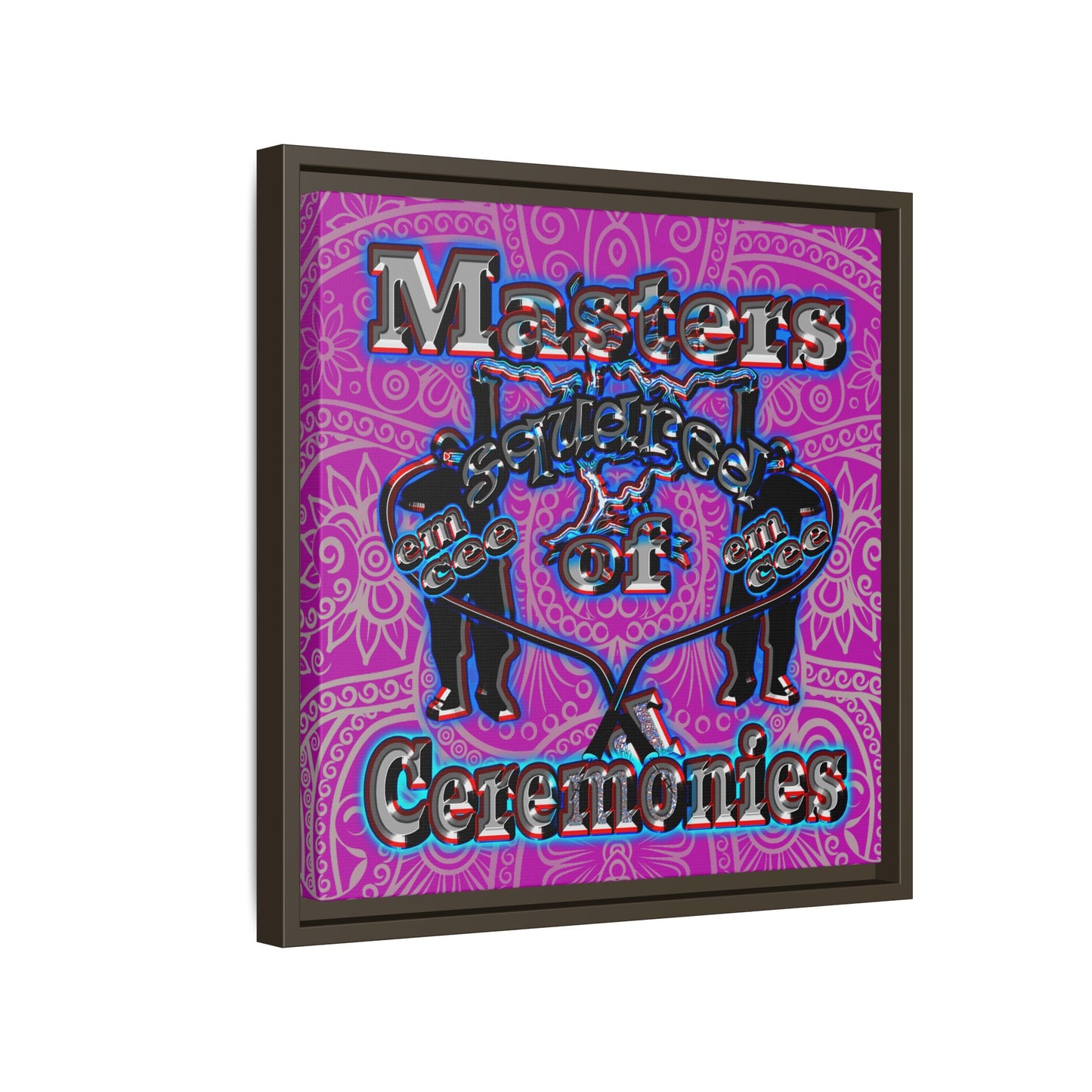 em cee squared - framed canvas art (pink swirl)