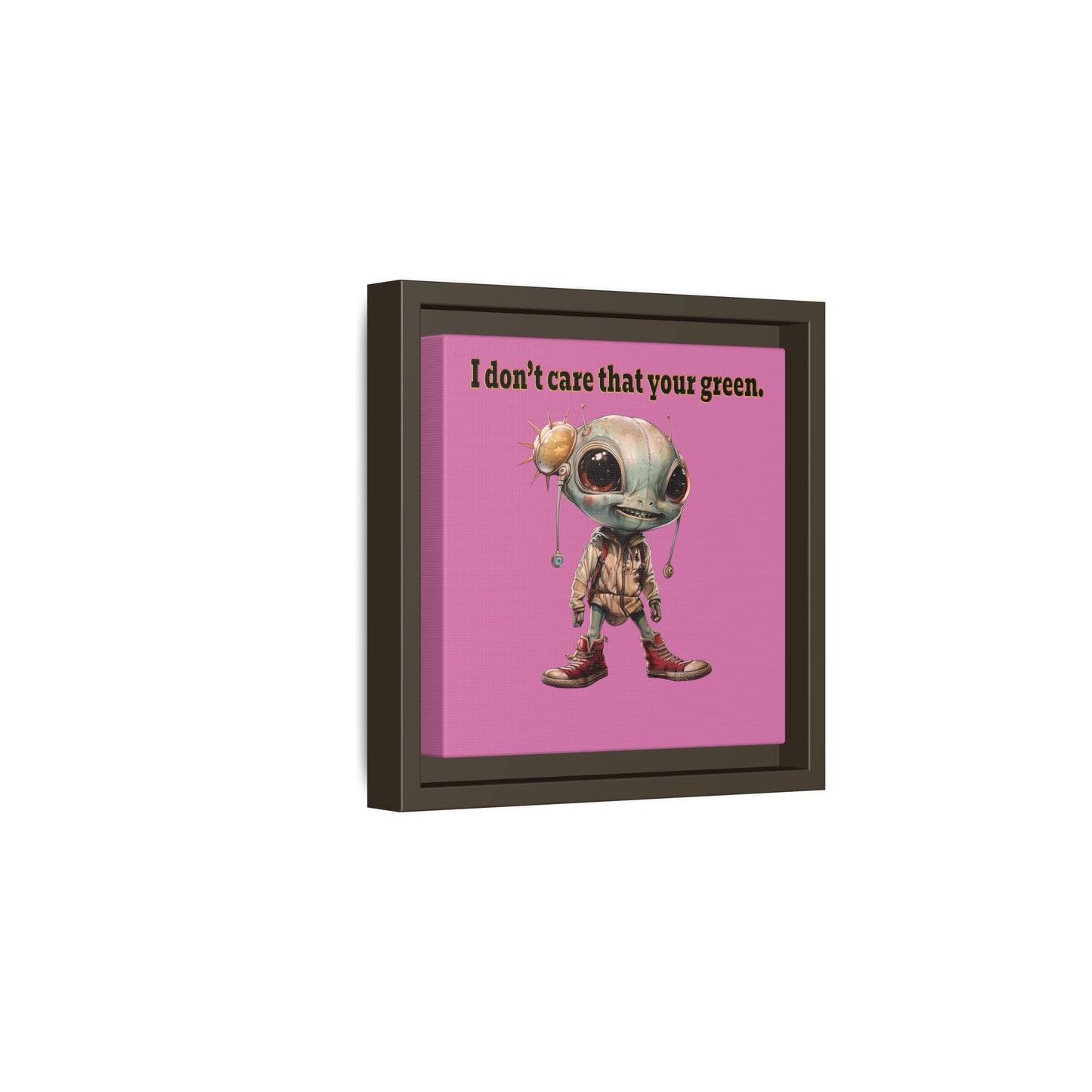 I don't care that your green - framed canvas art (light pink)