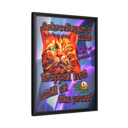 schrodinger's cat - framed canvas art (grey-pink wave)