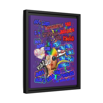 drop the beat - framed canvas art (purple)
