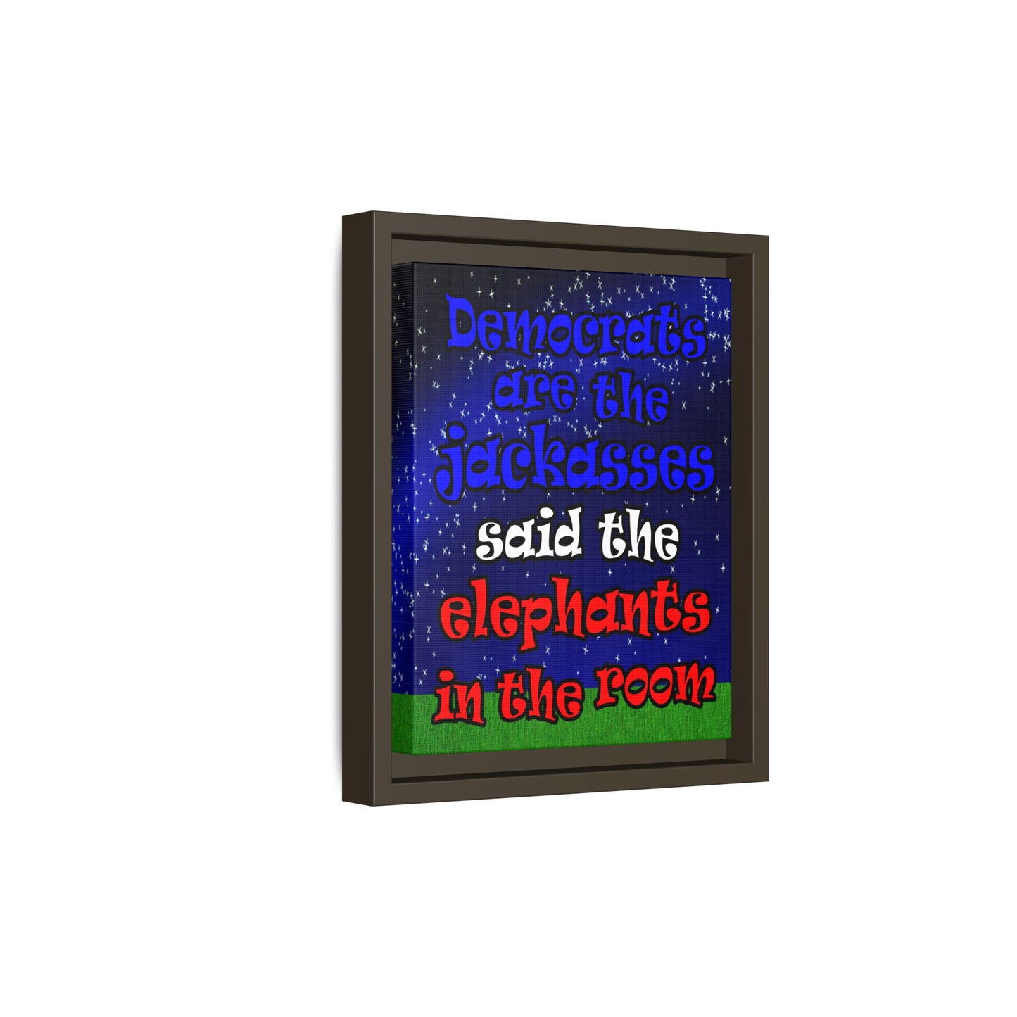 donkeys and elephants - framed canvas art ('snoops' background)