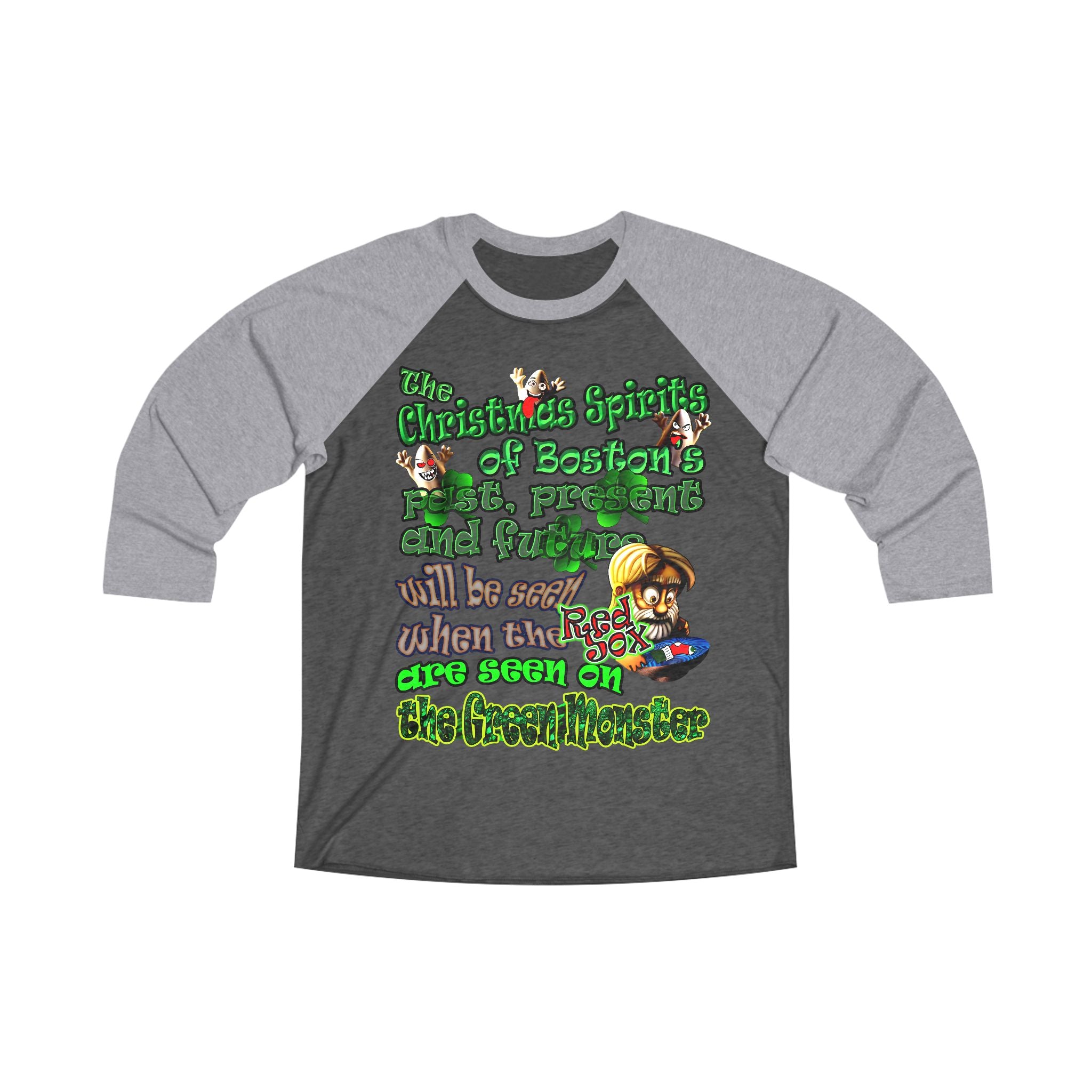 christmas spirits of boston - Unisex Tri-Blend 3\4 Raglan Tee