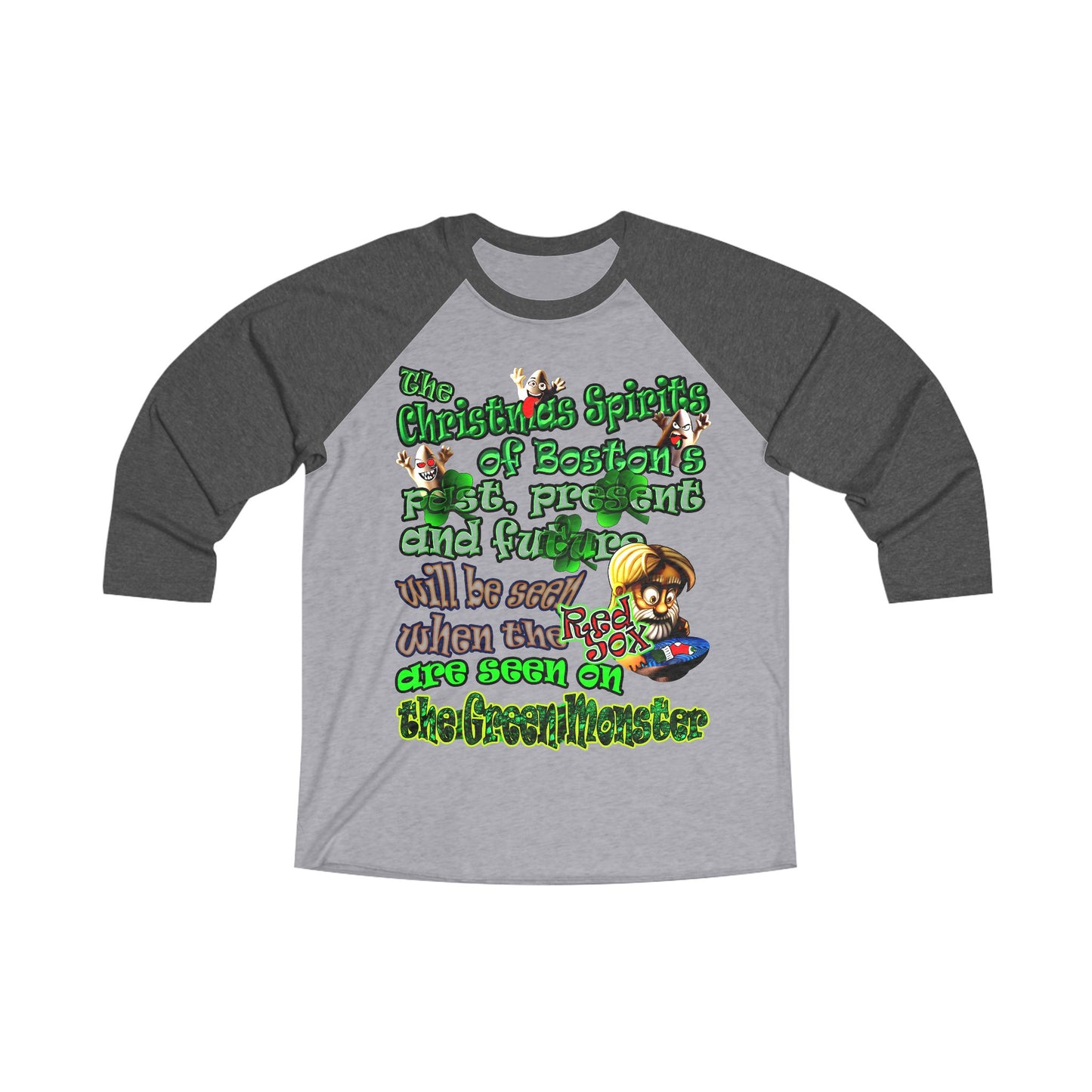 christmas spirits of boston - Unisex Tri-Blend 3\4 Raglan Tee