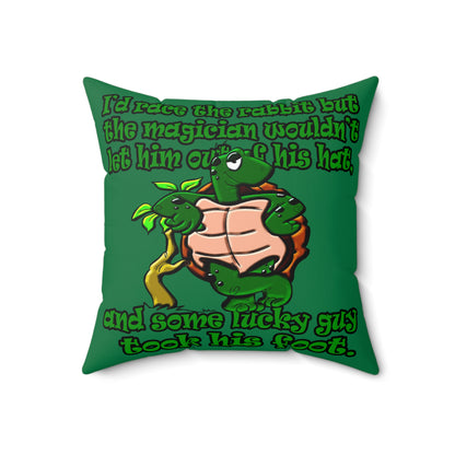 turtle race - Spun Polyester Square Pillow - (dark green)