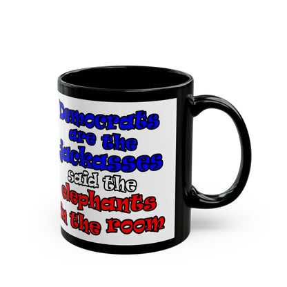 donkeys and elephants - Black Mug (white)
