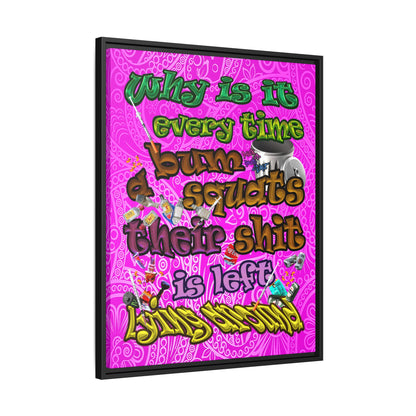 the bum's shit - framed canvas art (pink swirl)