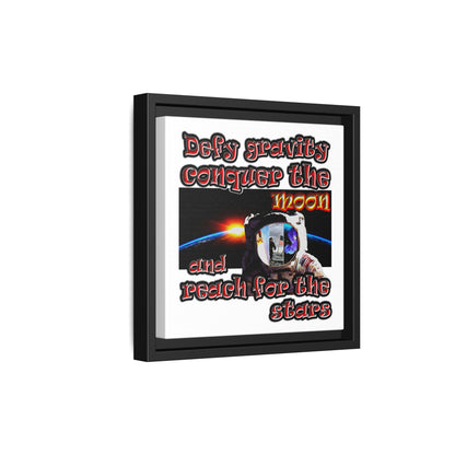 defy conquer reach - framed canvas art (white)