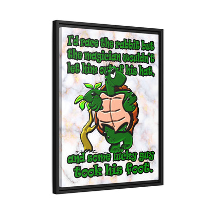 turtle race - framed canvas art (white marble)
