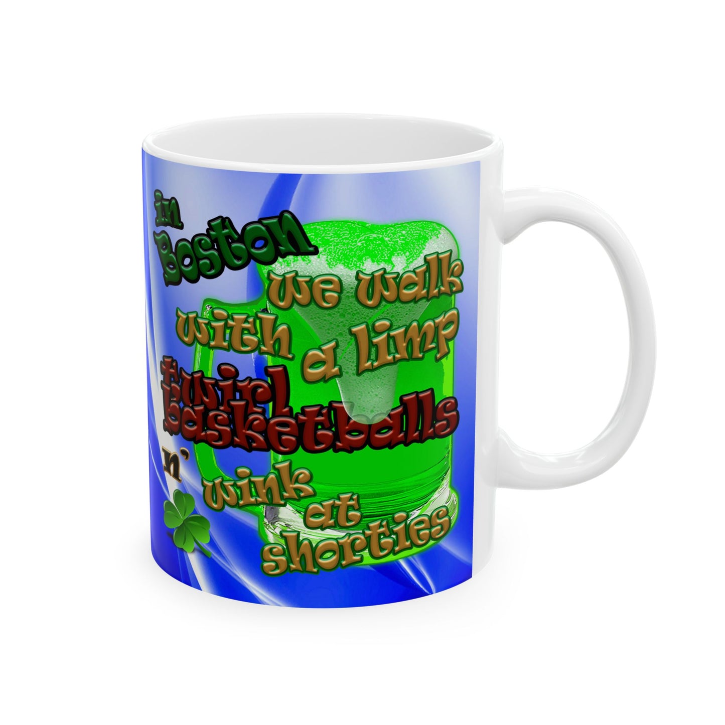 celtics logo - White Mug (blue-white wave)