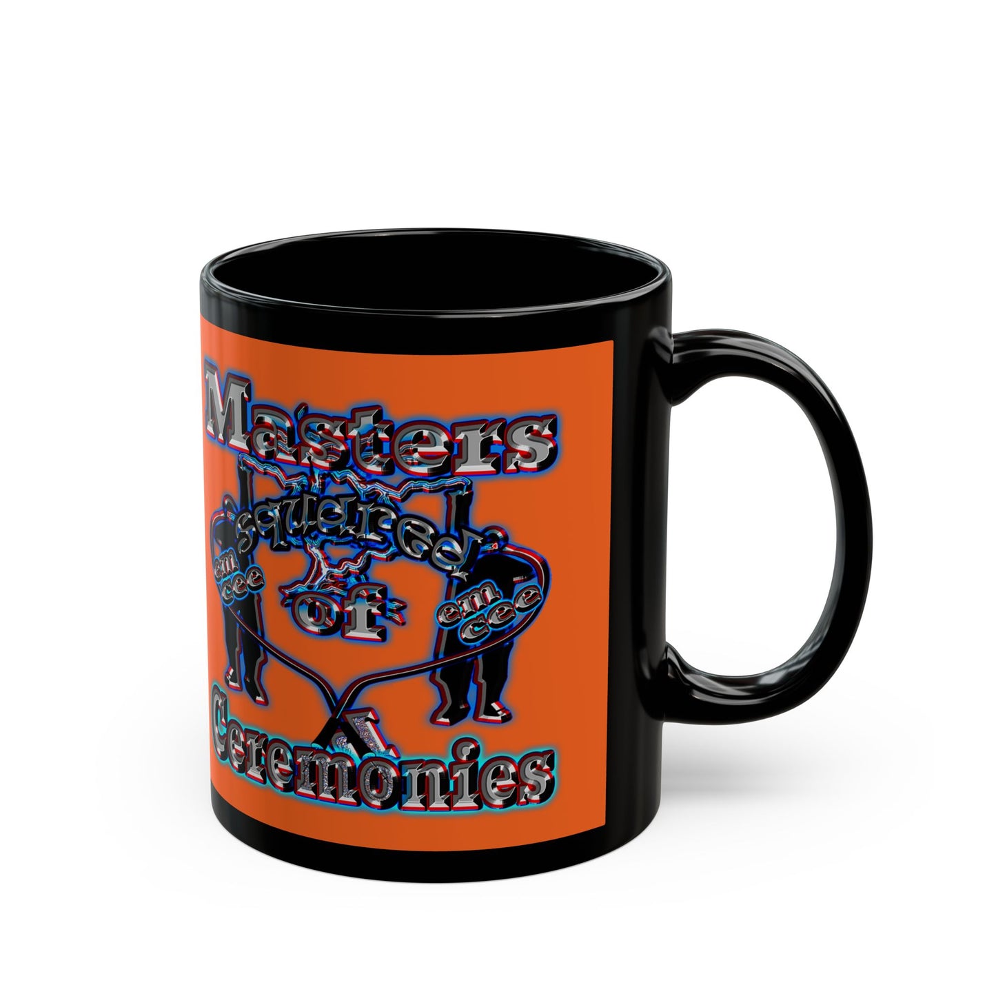 em cee squared - Black Mug (orange)