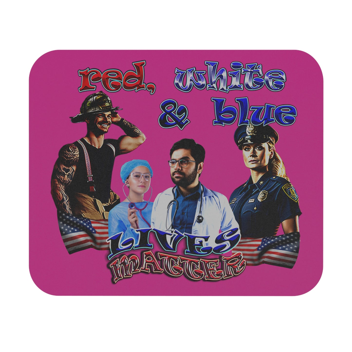 rw&b lives matter - Mouse Pad (Rectangle) (pink)