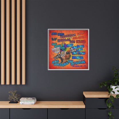 drop the beat - framed canvas art (burnt orange)