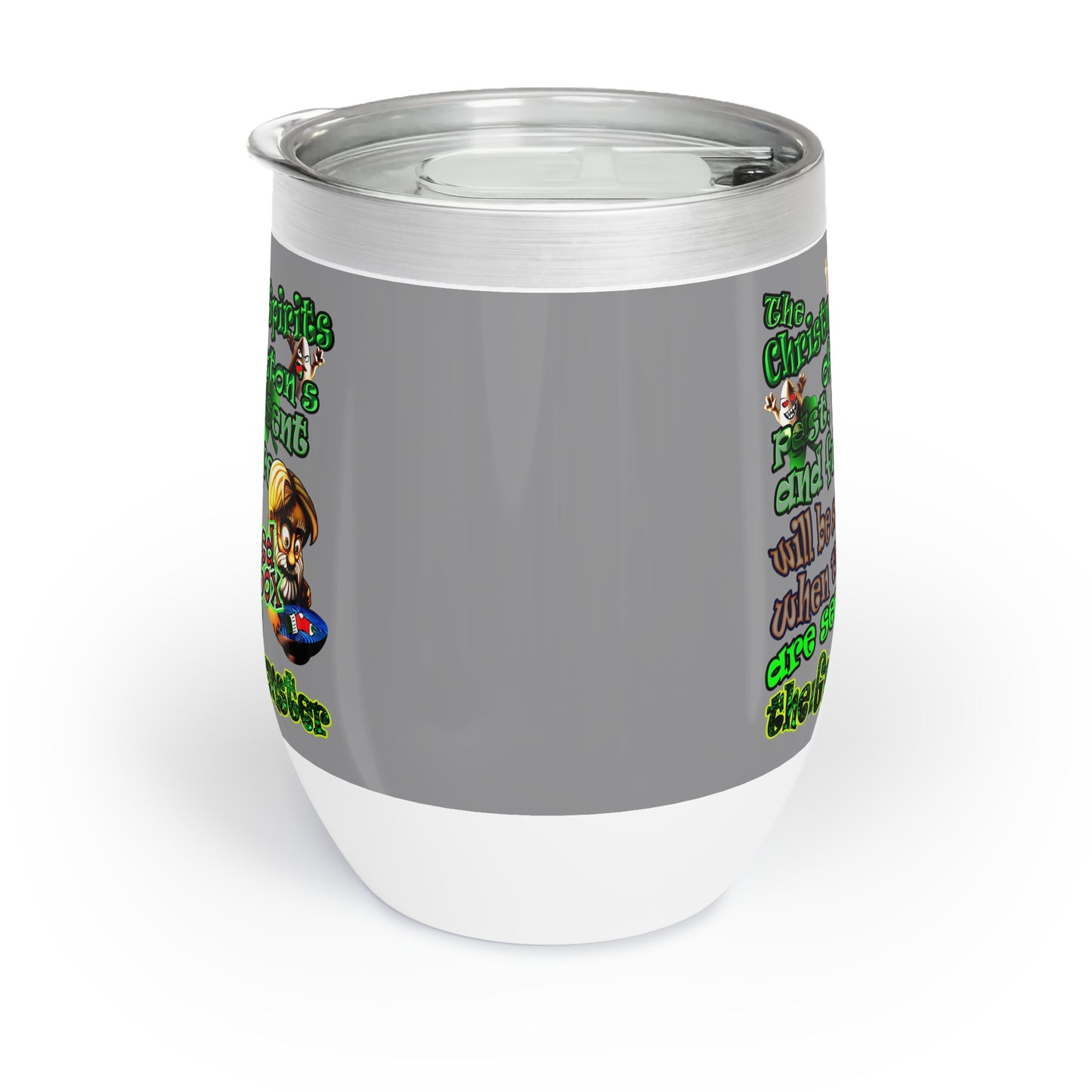christmas spirits of boston - Chill Wine Tumbler (grey)