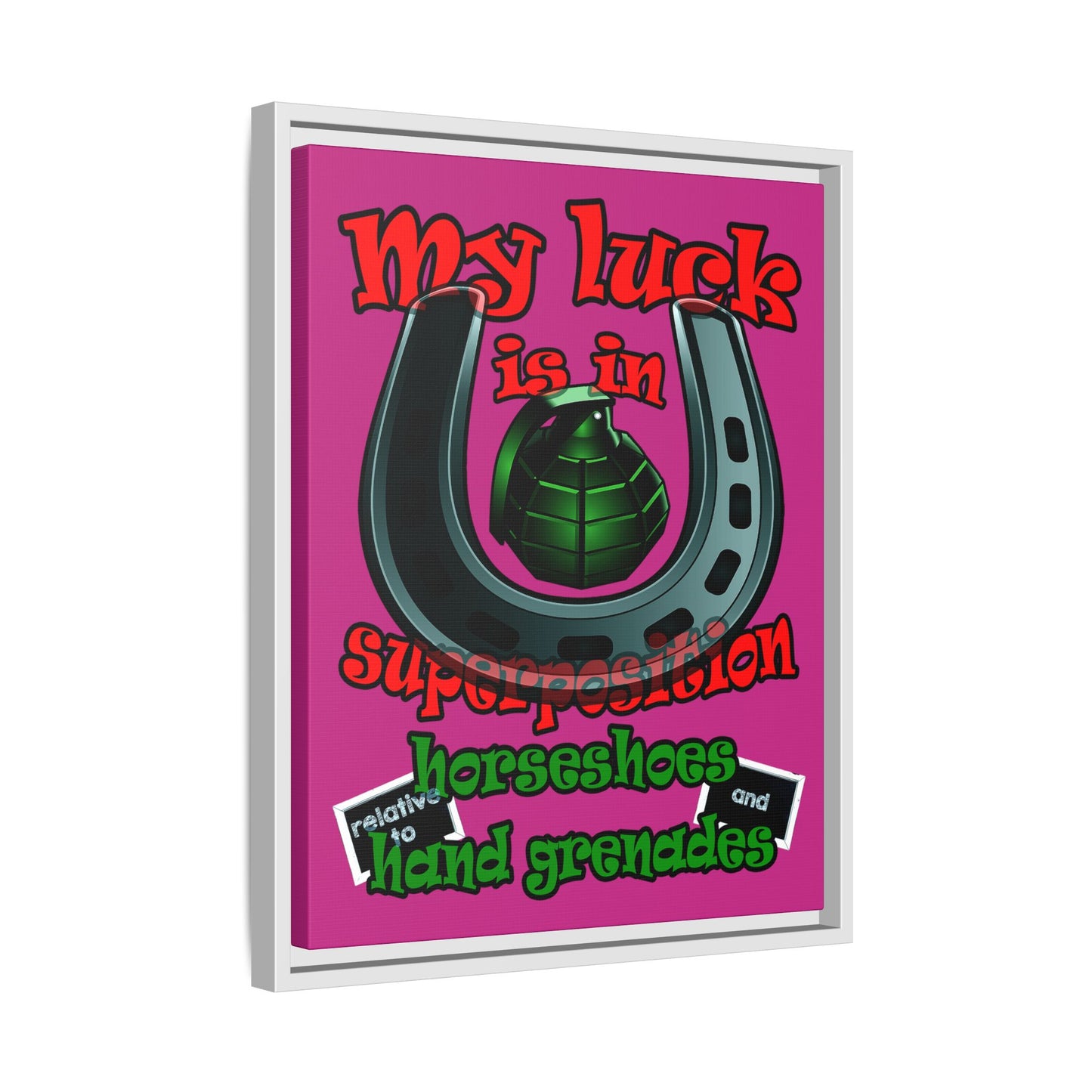 my luck - framed canvas art (pink)