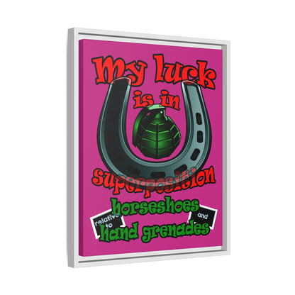 my luck - framed canvas art (pink)
